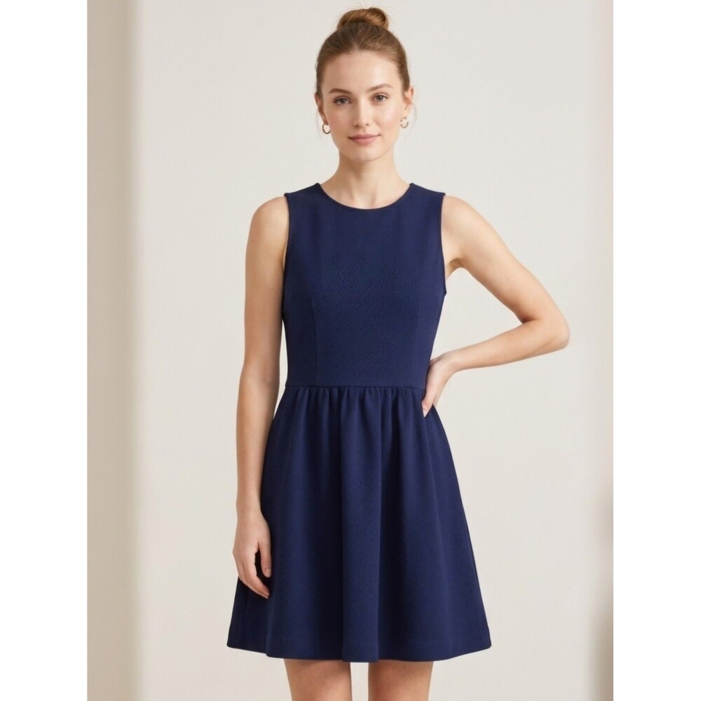 NWT Charming Charlie Navy Blue Scoop Neck Skater Mini Dress - Size S